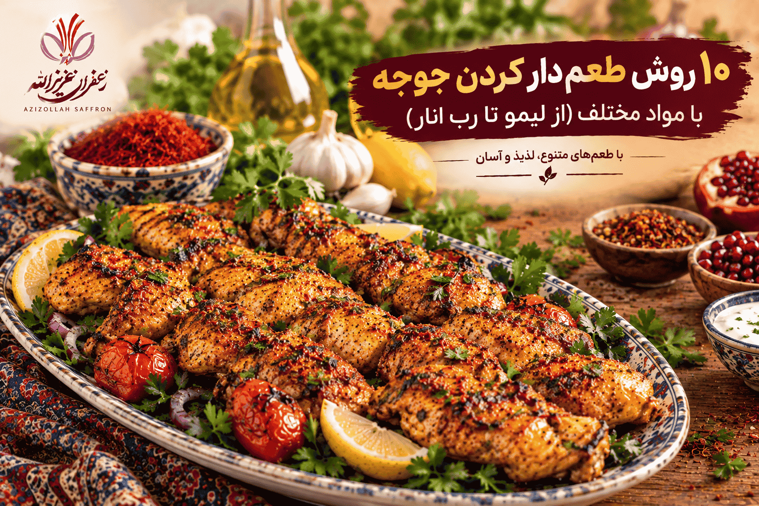 ۱۰ روش طعم‌دار کردن جوجه کباب