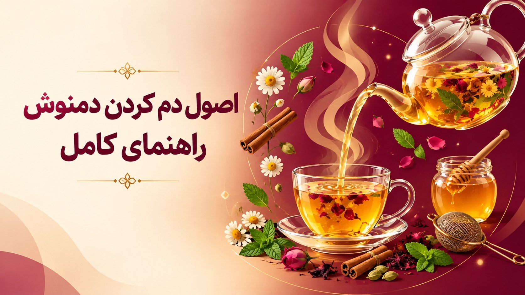 اصول دم کردن دمنوش گیاهی با قوری شیشه‌ای و گیاهان خشک