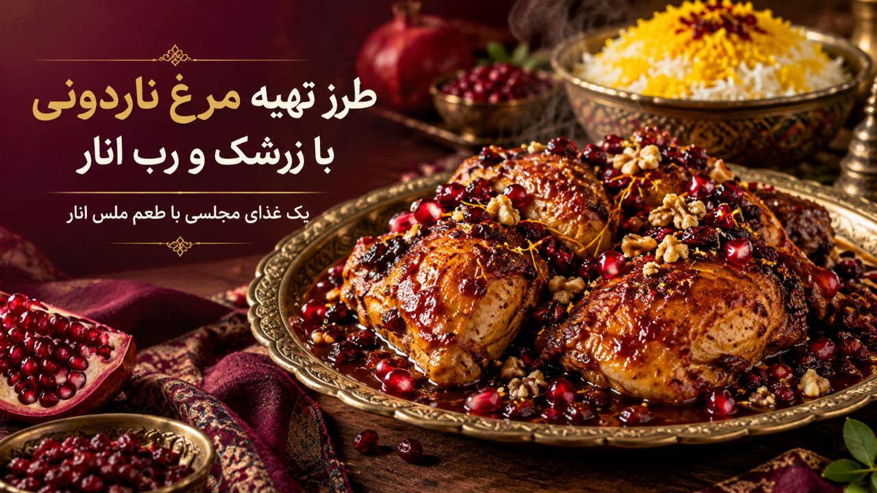طرز تهیه مرغ ناردونی با زرشک و رب انار